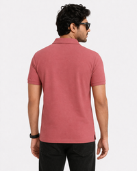 Men’s Printed Polo T-Shirt – Rose Pink
