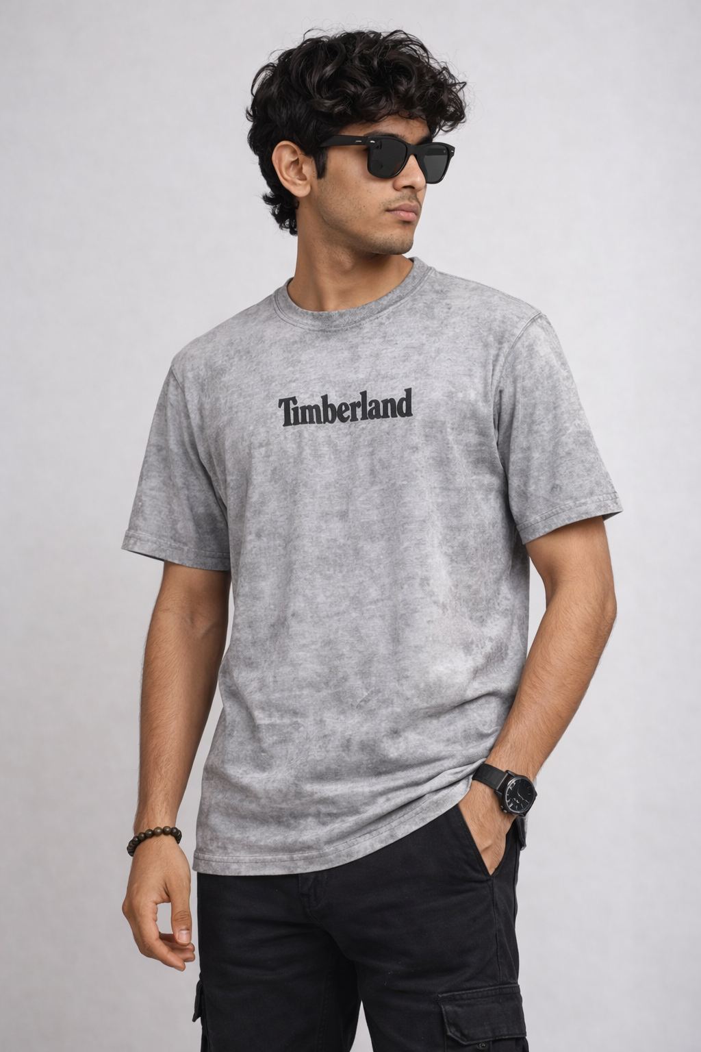 Men’s Grey Acid Wash Graphic T-Shirt