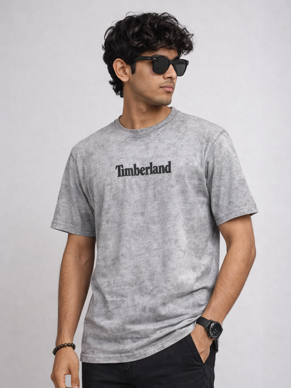 Men’s Grey Acid Wash Graphic T-Shirt