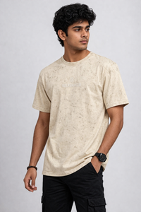 Men’s Cream Acid Wash T-Shirt – Vintage Van Print | Kaalpanikaa