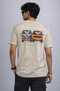 Men’s Cream Acid Wash T-Shirt – Vintage Van Print | Kaalpanikaa