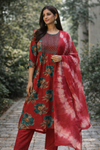 Red Floral Printed Kurti Set with Dupatta