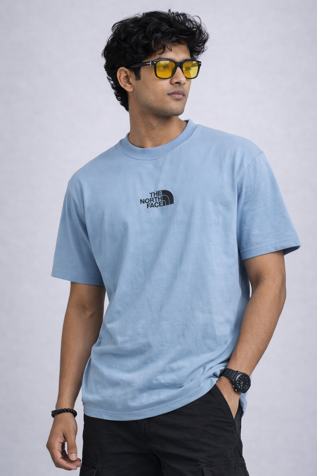 Men’s Light Blue Graphic T-Shirt – Casual Cotton Tee