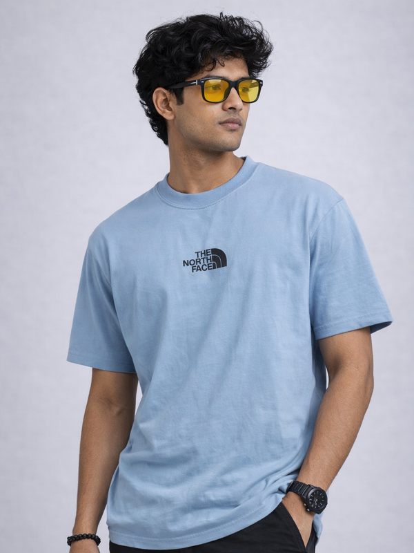 Men’s Light Blue Graphic T-Shirt – Casual Cotton Tee