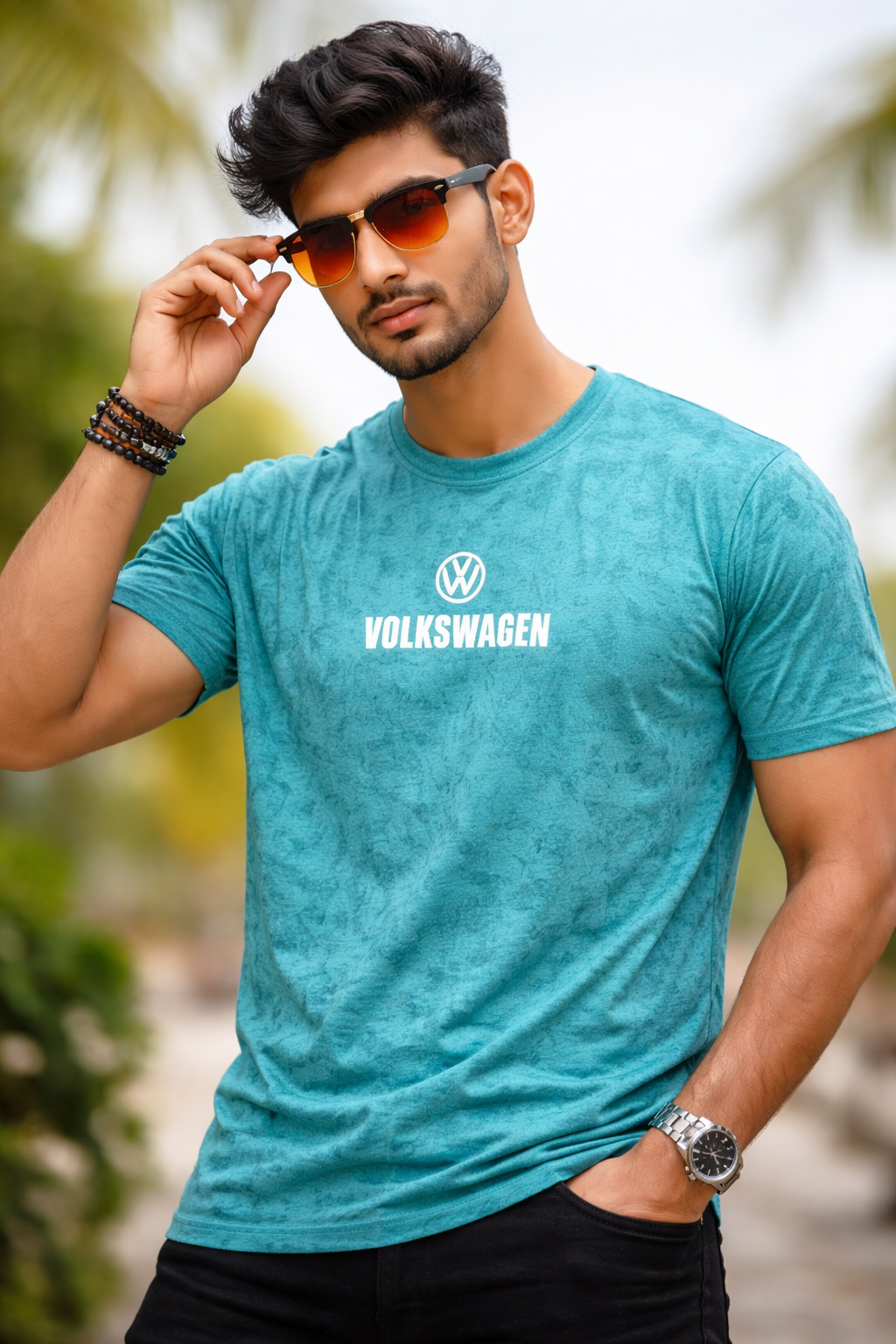 Men’s Turquoise Printed T-Shirt – Volkswagen Design